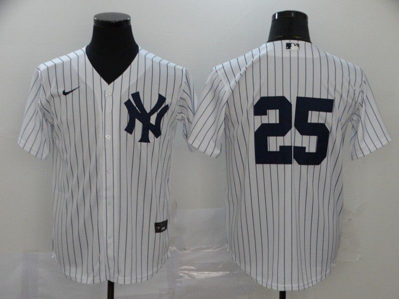 Men New York Yankees #25 No name White Nike Game MLB Jerseys